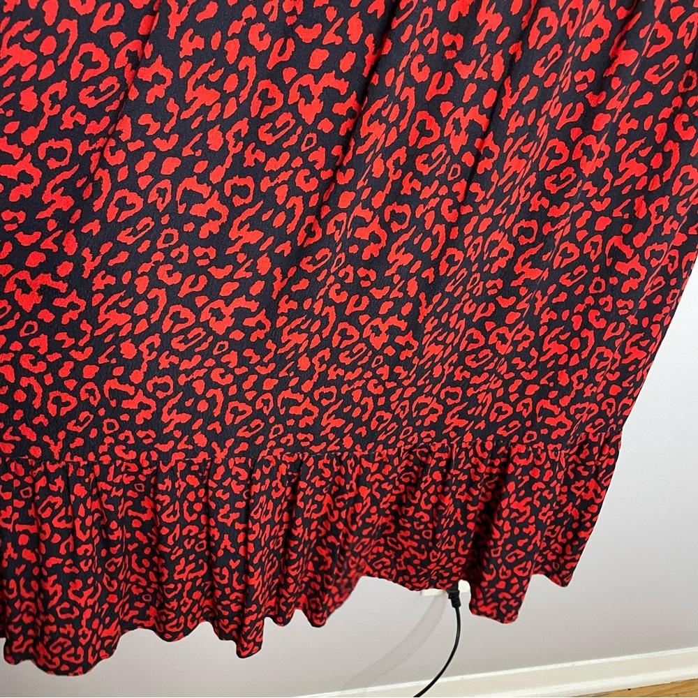 Zara Red Leopard Printed Midi Tent Ruffle Hem Dre… - image 5